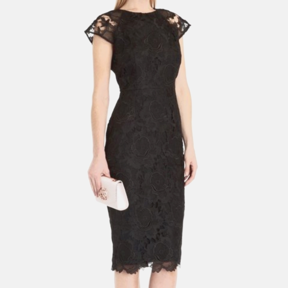 Ted Baker Lace Sheath Dress in Black Size 2